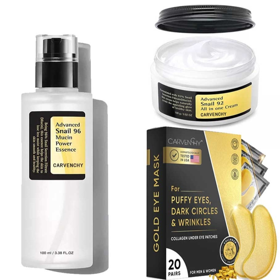 Advanced Snail 92 All in One Cream 100g, Facial Gel Moisturiser | for Dry, Sensitive and Anti-Ageing Skin, Daily Soothing Hydrating Moisturising Cream, Korean Skincare Creativity Snail Mucin Set